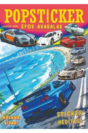 Spor Arabalar Boyama Kitabı Popsticker Spor Arabalar Boyama Kitabı Popsticker