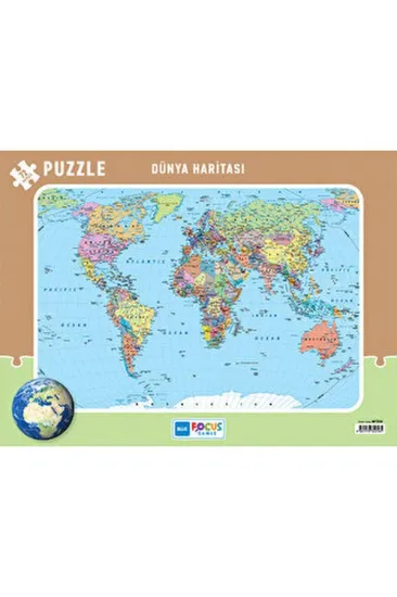 Blue Focus 72 Parça Dünya Haritası Frame Puzzle Blue Focus 72 Parça Dünya Haritası Frame Puzzle