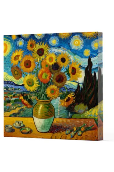 Van Gogh 10 Ayçiçekleri - Çizgisiz Yan Boyamalı Defter Van Gogh 10 Ayçiçekleri - Çizgisiz Yan Boyamalı Defter
