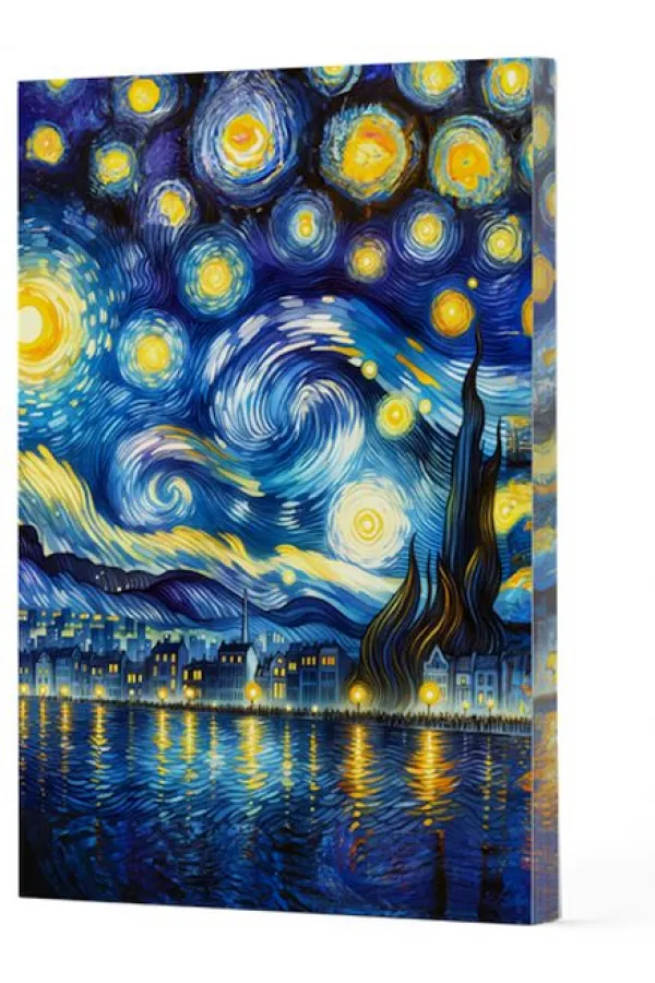 Van Gogh 7 - Yıldızlı Gece Çizgili Yan Boyamalı Defter Van Gogh 7 - Yıldızlı Gece Çizgili Yan Boyamalı Defter