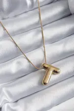 316L Çelik Gold Renk Bubble "T" Harf Model Kadın Kolye 316L Çelik Gold Renk Bubble "T" Harf Model Kadın Kolye