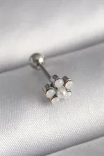 316L Çelik Gümüş Renk Zirkon Taşlı Çiçek Model Tragus Piercing 316L Çelik Gümüş Renk Zirkon Taşlı Çiçek Model Tragus Piercing