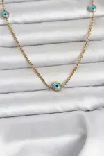 316L Çelik Gold Renk Nazarlı Model Kadın Kolye 316L Çelik Gold Renk Nazarlı Model Kadın Kolye