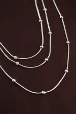 316L Çelik Gümüş Renk Minimal Topçuk Model Çoklu Kolye 316L Çelik Gümüş Renk Minimal Topçuk Model Çoklu Kolye