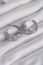 Pirinç Gümüş Renk Zirkon Taşlı Samanyolu Küpe Pirinç Gümüş Renk Zirkon Taşlı Samanyolu Küpe