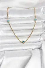 316L Çelik Gold Renk Nazarlı Model Kadın Kolye 316L Çelik Gold Renk Nazarlı Model Kadın Kolye