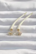 Pirinç Krem Renk Botega Küpe Pirinç Krem Renk Botega Küpe