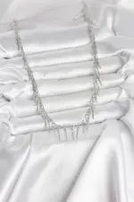 Pirinç Gümüş Renk Saçaklı Model Kadın Kolye Pirinç Gümüş Renk Saçaklı Model Kadın Kolye