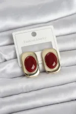 Bordo Renk Kare Model Vintage Kadın Küpe Bordo Renk Kare Model Vintage Kadın Küpe