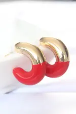 CCB Kırmızı Gold Çift Renk Küpe CCB Kırmızı Gold Çift Renk Küpe