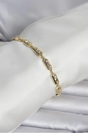 Pirinç Gold Renk Kutup Yıldızı İşleme Kadın Bileklik Pirinç Gold Renk Kutup Yıldızı İşleme Kadın Bileklik