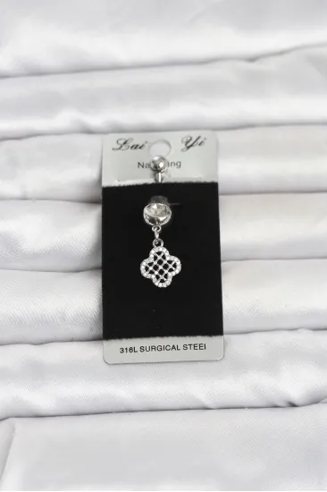 316L Cerrahi Çelik Zirkon Taşlı Sallantılı Yonca Model Göbek Piercing 316L Cerrahi Çelik Zirkon Taşlı Sallantılı Yonca Model Göbek Piercing