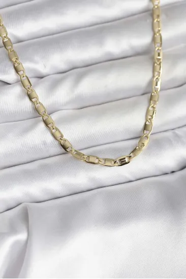 14K Gold Renk Kaplama Plaka Ezme Model Zincirli CM Kadın Kolye 14K Gold Renk Kaplama Plaka Ezme Model Zincirli CM Kadın Kolye