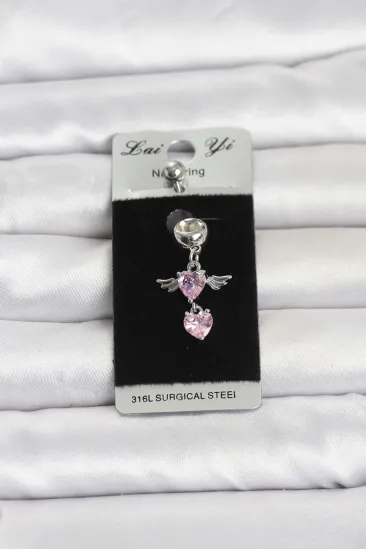 316L Cerrahi Çelik Pembe Zirkon Taşlı Kanat Model Göbek Piercing 316L Cerrahi Çelik Pembe Zirkon Taşlı Kanat Model Göbek Piercing