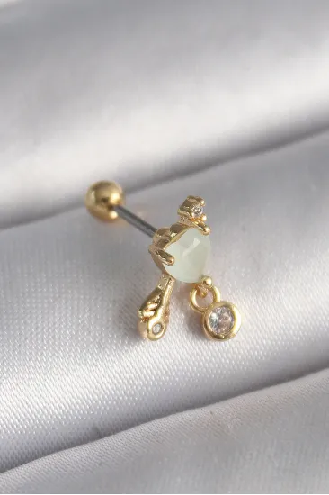 316L Çelik Gold Renk Beyaz Mineli Kalp Sallantı Zirkon Taşlı Tragus Piercing 316L Çelik Gold Renk Beyaz Mineli Kalp Sallantı Zirkon Taşlı Tragus Piercing