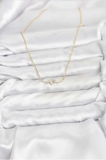 Pirinç Gold Renk Düğüm Kalp Model Kadın Kolye Pirinç Gold Renk Düğüm Kalp Model Kadın Kolye