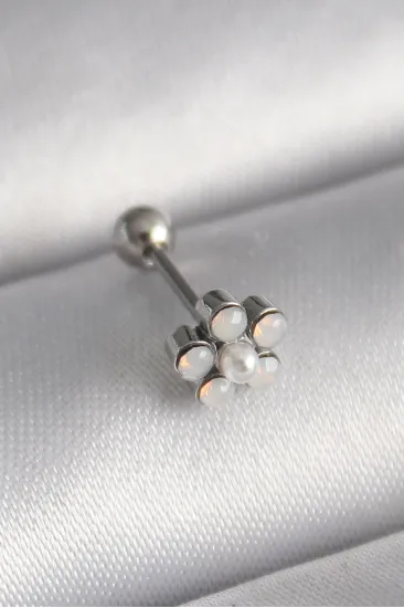 316L Çelik Gümüş Renk Zirkon Taşlı Çiçek Model Tragus Piercing 316L Çelik Gümüş Renk Zirkon Taşlı Çiçek Model Tragus Piercing