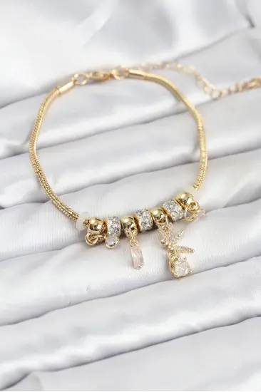 Pirinç Gold Renk Tinkerbell Charmlı Kadın Bileklik Pirinç Gold Renk Tinkerbell Charmlı Kadın Bileklik
