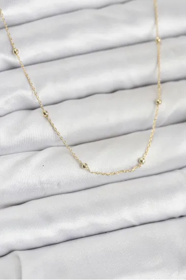 CM 14K Gold Renk Minik Top Zincirli Kadın Kolye CM 14K Gold Renk Minik Top Zincirli Kadın Kolye