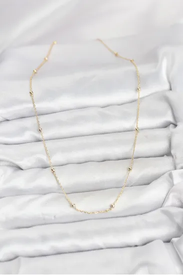 CM 14K Gold Renk Minik Top Zincirli Kadın Kolye CM 14K Gold Renk Minik Top Zincirli Kadın Kolye