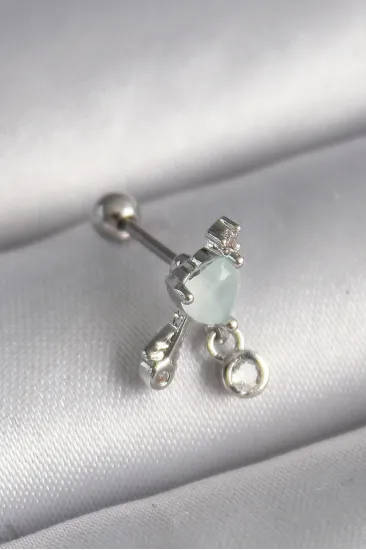 316L Çelik Gümüş Renk Beyaz Minelik Kalp Sallantı Zirkon Taş Detay Tragus Piercing 316L Çelik Gümüş Renk Beyaz Minelik Kalp Sallantı Zirkon Taş Detay Tragus Piercing