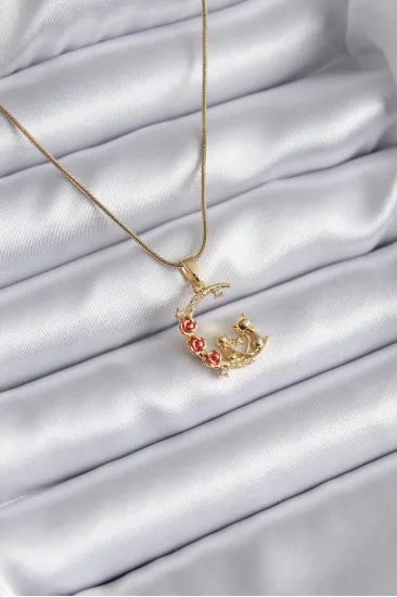 316L Çelik Gold Renk Hilal Kedi Model Zirkon Taşlı Detay Kadın Kolye 316L Çelik Gold Renk Hilal Kedi Model Zirkon Taşlı Detay Kadın Kolye