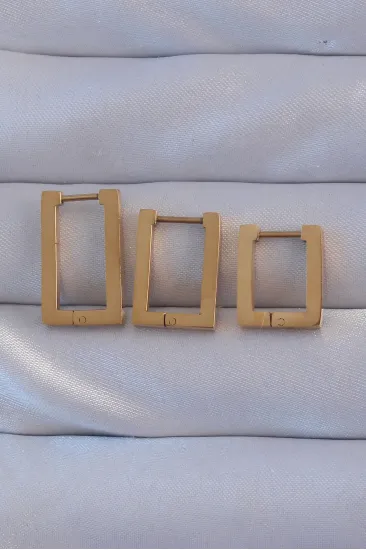 316L Çelik Gold Renk Dikdörtgen Küpe Seti 316L Çelik Gold Renk Dikdörtgen Küpe Seti