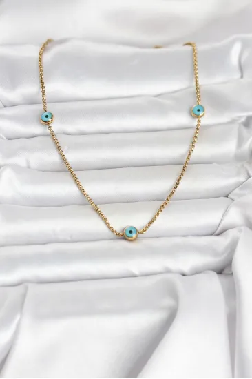 316L Çelik Gold Renk Nazarlı Model Kadın Kolye 316L Çelik Gold Renk Nazarlı Model Kadın Kolye