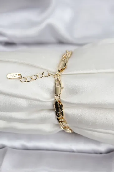 14K Gold Renk Kaplama Zincir Model CM Kadın Bileklik 14K Gold Renk Kaplama Zincir Model CM Kadın Bileklik