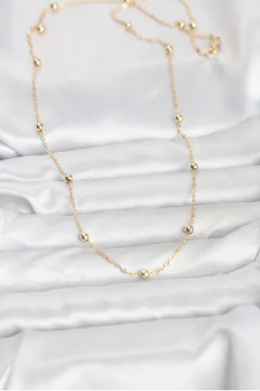 CM 14K Gold Renk Pirinç Top Zincirli 60 cm Kadın Kolye CM 14K Gold Renk Pirinç Top Zincirli 60 cm Kadın Kolye