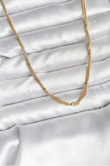 14K Gold Renk Kaplama Topçuk Zincirli Model CM Kadın Kolye 14K Gold Renk Kaplama Topçuk Zincirli Model CM Kadın Kolye