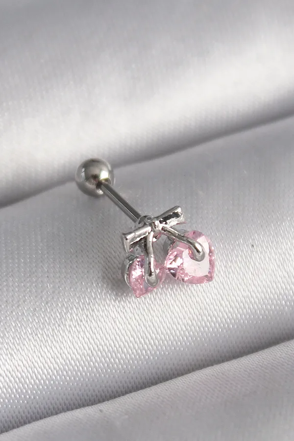 316L Çelik Gümüş Renk Pembe Zirkon Taşlı Kalp Tragus Piercing 316L Çelik Gümüş Renk Pembe Zirkon Taşlı Kalp Tragus Piercing