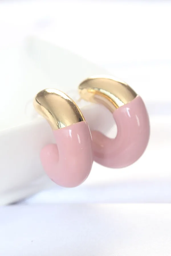 CCB Gül Kurusu Gold Çift Renk Küpe CCB Gül Kurusu Gold Çift Renk Küpe
