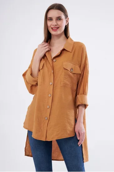 Pasaklı Giyim Kadın Oversize Arkası Uzun Pileli Uzun Kollu Taba Bej Uzun Keten Gömlek Tunik 3524352 Pasaklı Giyim Kadın Oversize Arkası Uzun Pileli Uzun Kollu Taba Bej Uzun Keten Gömlek Tunik 3524352