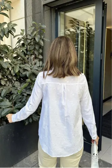 Kadın Beyaz Klasik Basic Poplin Gömlek-Nakış Detaylı 700-3398253 Kadın Beyaz Klasik Basic Poplin Gömlek-Nakış Detaylı 700-3398253