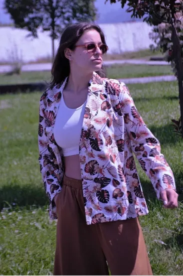 Kadın Bol Kesim Keten Oversize Rahat Ceket Kahverengi 3371200 Kadın Bol Kesim Keten Oversize Rahat Ceket Kahverengi 3371200