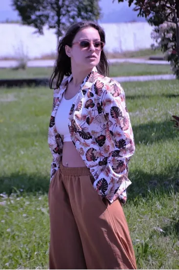 Kadın Bol Kesim Keten Oversize Rahat Ceket Kahverengi 3371200 Kadın Bol Kesim Keten Oversize Rahat Ceket Kahverengi 3371200