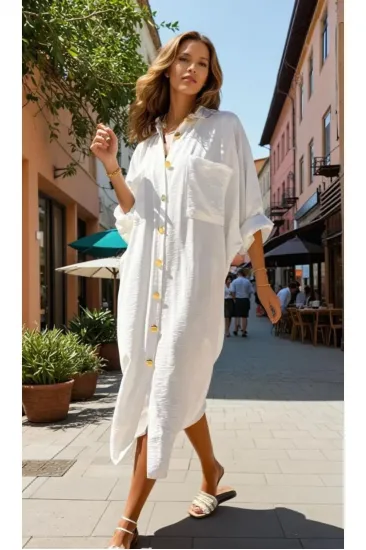 Kadın Ekru Oversize Yarasa Kol Tesettüre Uygun Gömlek Elbise Keten Karışımlı Beyaz Tunik 3282420 Kadın Ekru Oversize Yarasa Kol Tesettüre Uygun Gömlek Elbise Keten Karışımlı Beyaz Tunik 3282420