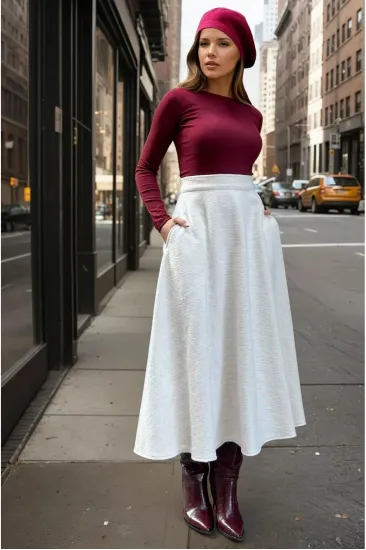 Kadın Ekru Kışlık Kırçıllı Kaşe Etek, Cepli, Yüksek Bel, Uzun, Kiloş 700-3528330 Kadın Ekru Kışlık Kırçıllı Kaşe Etek, Cepli, Yüksek Bel, Uzun, Kiloş 700-3528330