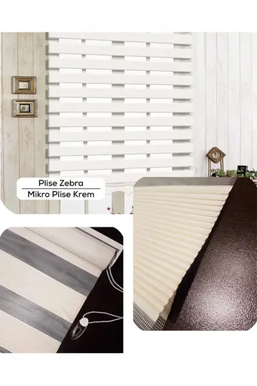 Micro Pliseli Krem Zebra Stor Perde Modern Alüminyum Kasalı Yüksek Kaliteli - KREM MCP/2502/02V Micro Pliseli Krem Zebra Stor Perde Modern Alüminyum Kasalı Yüksek Kaliteli - KREM MCP/2502/02V
