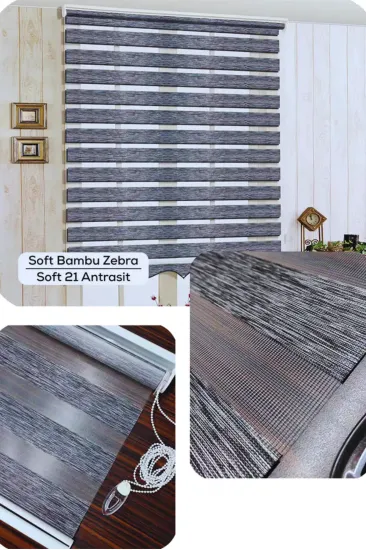 Modern Soft Bambu Zebra Stor Perde , Alüminyum Kasalı Yüksek Kaliteli - ANTRASİT SBQY0085/14W Modern Soft Bambu Zebra Stor Perde , Alüminyum Kasalı Yüksek Kaliteli - ANTRASİT SBQY0085/14W