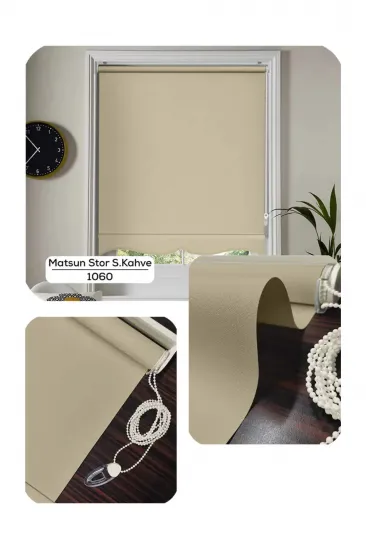 Matsun Keten Kalın Lüx Güneşlik Stor Perde, Alüminyum Kasalı Yüksek Kaliteli -S.KAHVE MTS/SK1510W