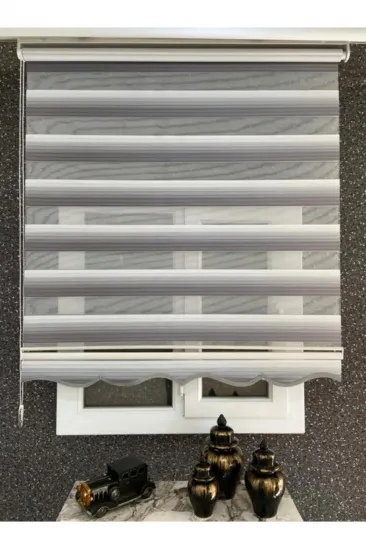 Modern Degrade Pliseli Zebra Stor Perde , Alüminyum Kasalı Yüksek Kaliteli - GRİ/FÜME DQXF/78091/14V