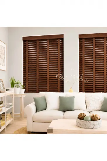 Wooden Blinds %100 Doğal Ahşap Jaluzi Perde 50mm,Alüminyum Kasalı Yüksek Kaliteli - Ceviz /W508PWB Wooden Blinds %100 Doğal Ahşap Jaluzi Perde 50mm,Alüminyum Kasalı Yüksek Kaliteli - Ceviz /W508PWB
