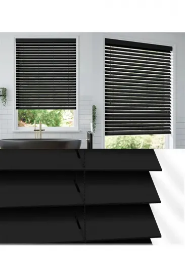 Wooden Blinds %100 Doğal Ahşap Jaluzi Perde 50mm,Alüminyum Kasalı Yüksek Kaliteli - Siyah MIJ/506PW Wooden Blinds %100 Doğal Ahşap Jaluzi Perde 50mm,Alüminyum Kasalı Yüksek Kaliteli - Siyah MIJ/506PW