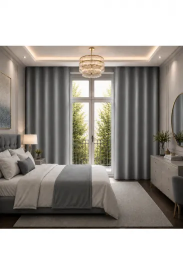 Saten Blackout Güneşlik Perde Pilesiz Işık Kesici Karartma Özellikli Özel Ölçü - Gri Saten Blackout Güneşlik Perde Pilesiz Işık Kesici Karartma Özellikli Özel Ölçü - Gri
