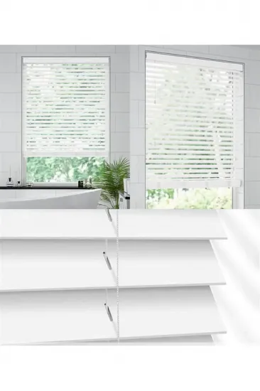 Wooden Blinds %100 Doğal Ahşap Jaluzi Perde 50mm,Alüminyum Kasalı Yüksek Kaliteli - Beyaz WDMİ/01PW Wooden Blinds %100 Doğal Ahşap Jaluzi Perde 50mm,Alüminyum Kasalı Yüksek Kaliteli - Beyaz WDMİ/01PW