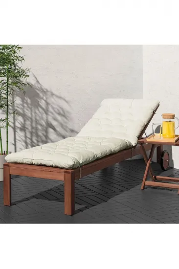 Şezlong Minderi, Bej Renk 190x60 cm Bağcıklı Minder İç-Dış Mekan Şezlong Minderi, Bej Renk 190x60 cm Bağcıklı Minder İç-Dış Mekan