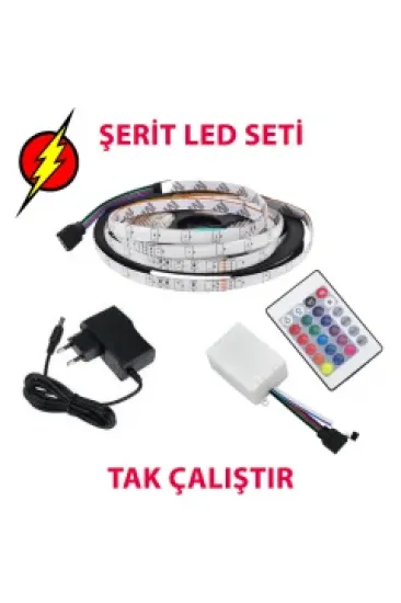 5M RGB Şerit Led Seti - Silikonlu Tak Çalıştır Paket