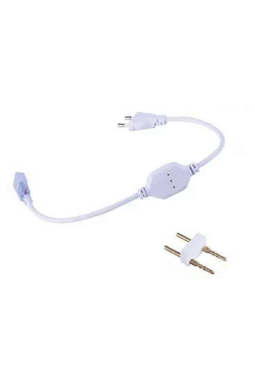 220V Tek Renk Şerit LED Bağlantı Fişi - Beyaz Teknik Plastik 220V Tek Renk Şerit LED Bağlantı Fişi - Beyaz Teknik Plastik